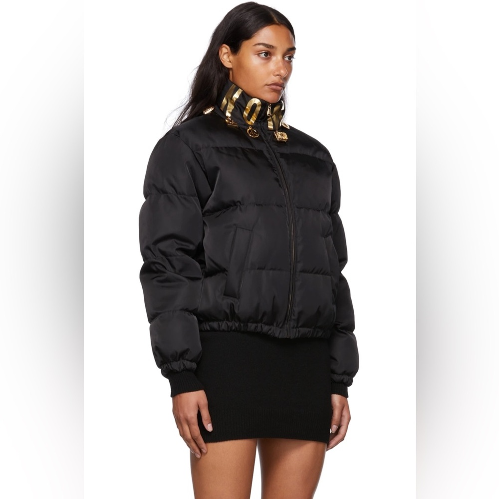 W/Tags Moschino Couture 3D Lettering Logo Icons Charms Puffer Jacket Coat US4 38